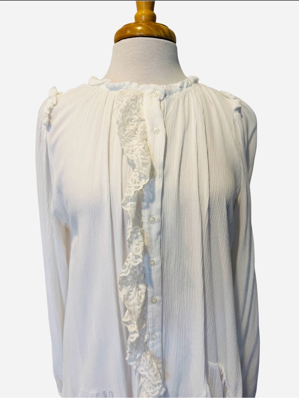 Free People White Ruffled Button-Front Tunic - Picture 3 of 5